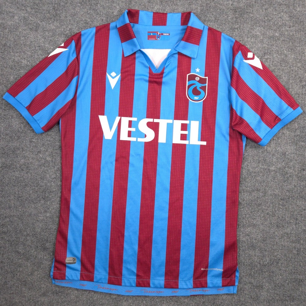 Macron Trabzonspor 2021/2022 Home Soccer Jersey Mens Large Claret & Blue TS-6407